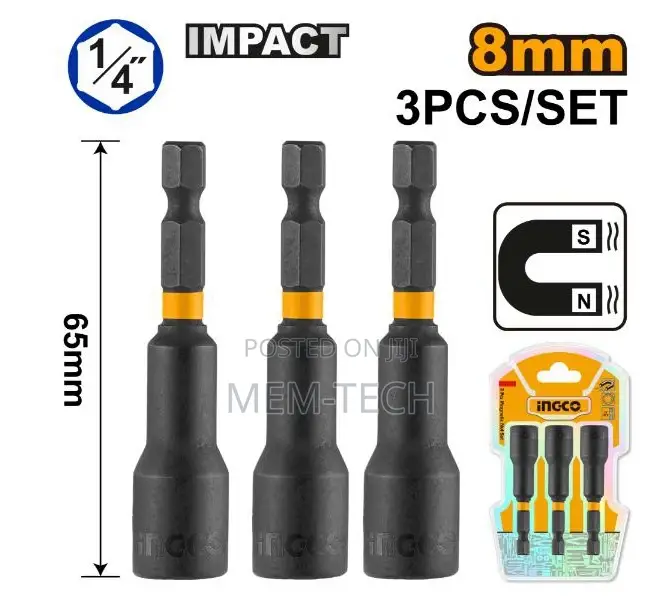Ingco Amn08313 PCS Impact Magnetic Nut Set "8mm,3pcs/Set