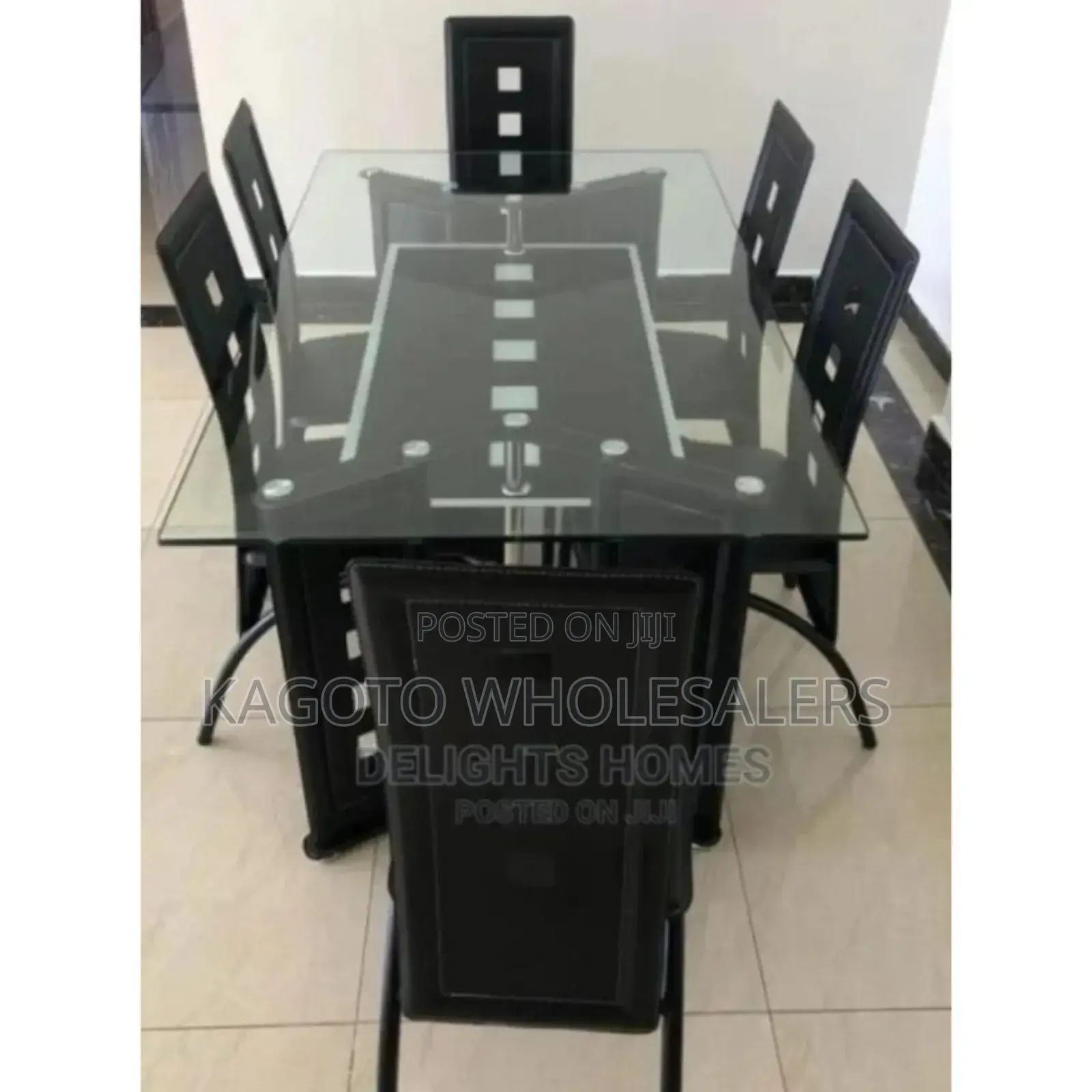 Glass - 6sitter Dinning Table(Black)