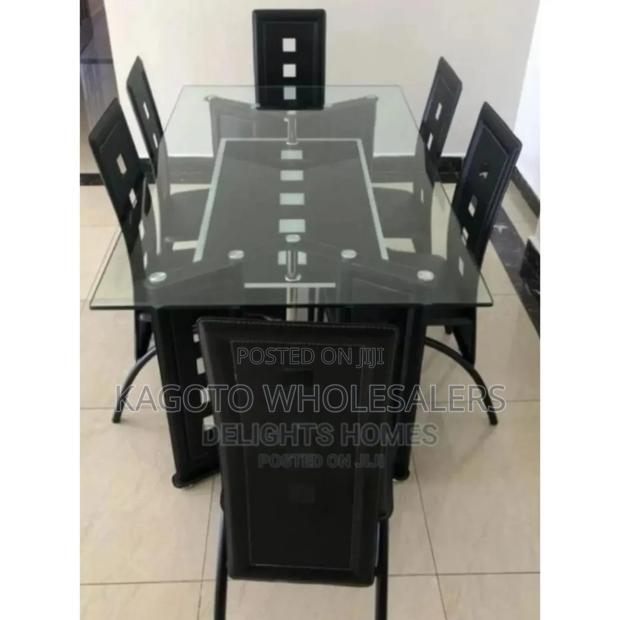 Glass - 6sitter Dinning Table(Black)