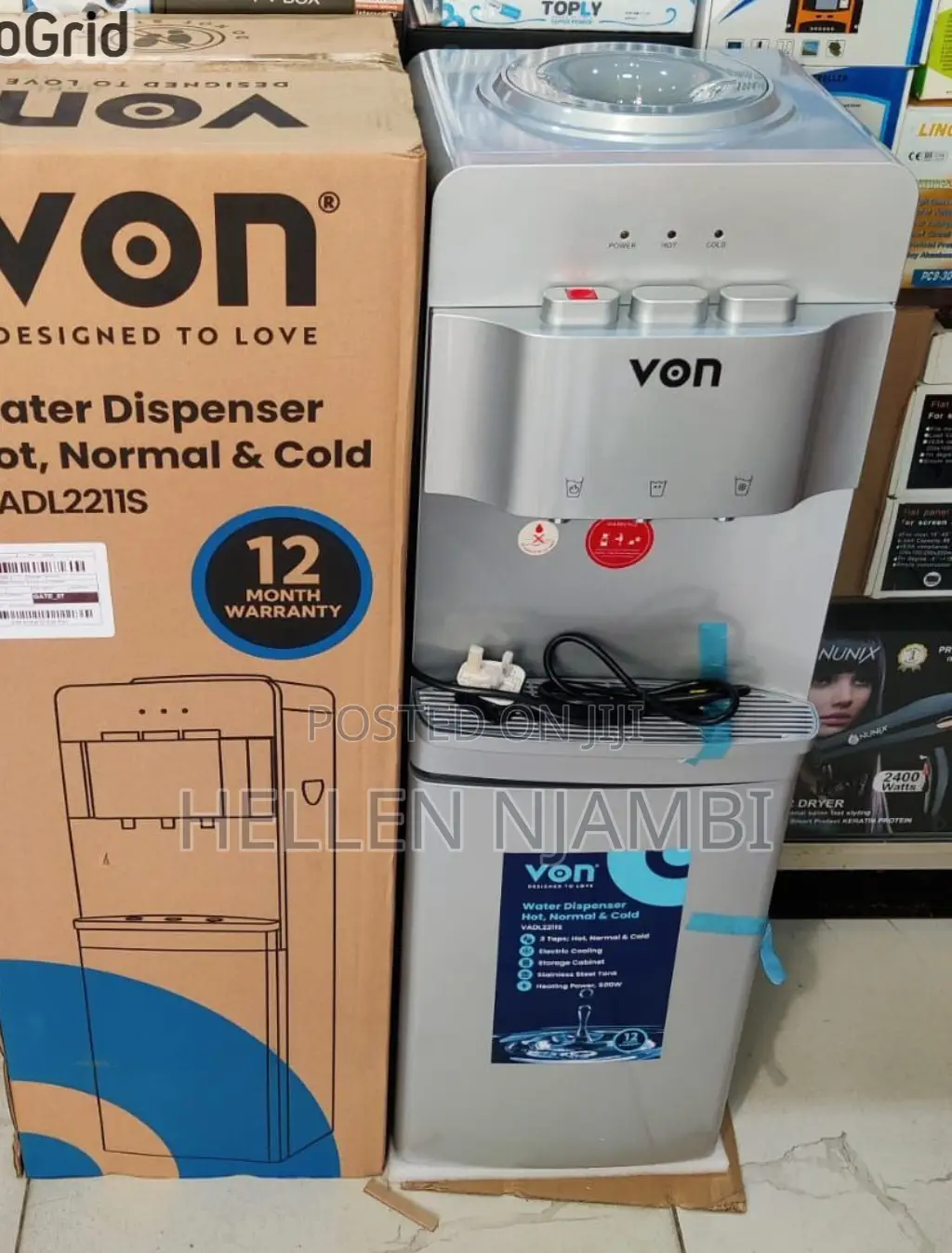 Von Hot,Normal, Cold Water Dispenser With Child Lock Safety