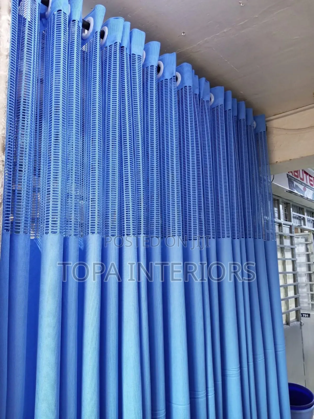 Mesh Top Washable Blue Hospital Curtains for Ward Privacy