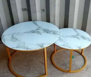 Marble Nesting Coffee Table (Glass Effect) White