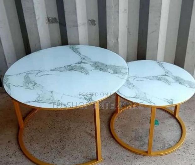Marble Nesting Coffee Table (Glass Effect) White