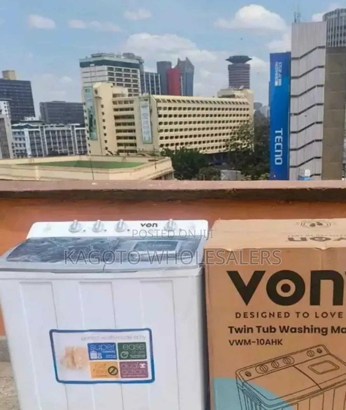 Von 10kgs Semi Automatic Doube Tub Washing Machine Vn10kg
