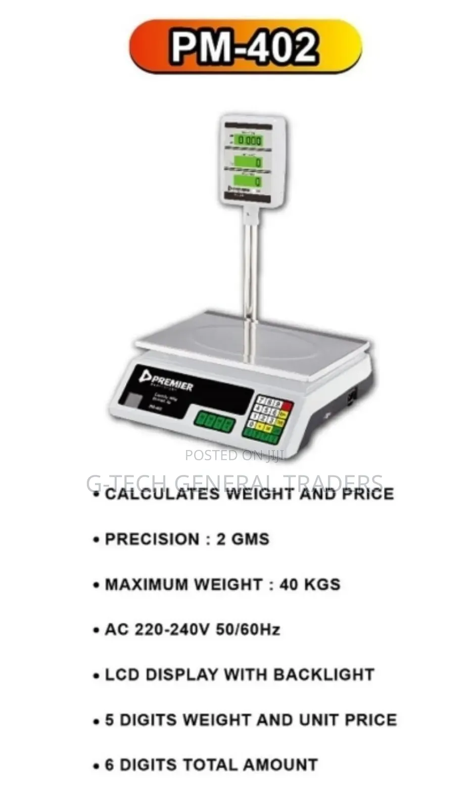 Premier Pm-402 Digital Weighing Scale With Arm