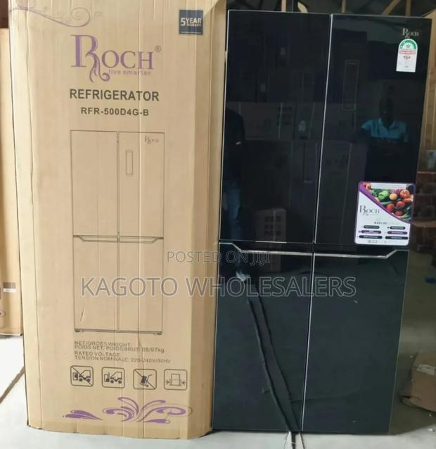 401 Litres Roch Black Four Door Glass No Frost Refrigerator