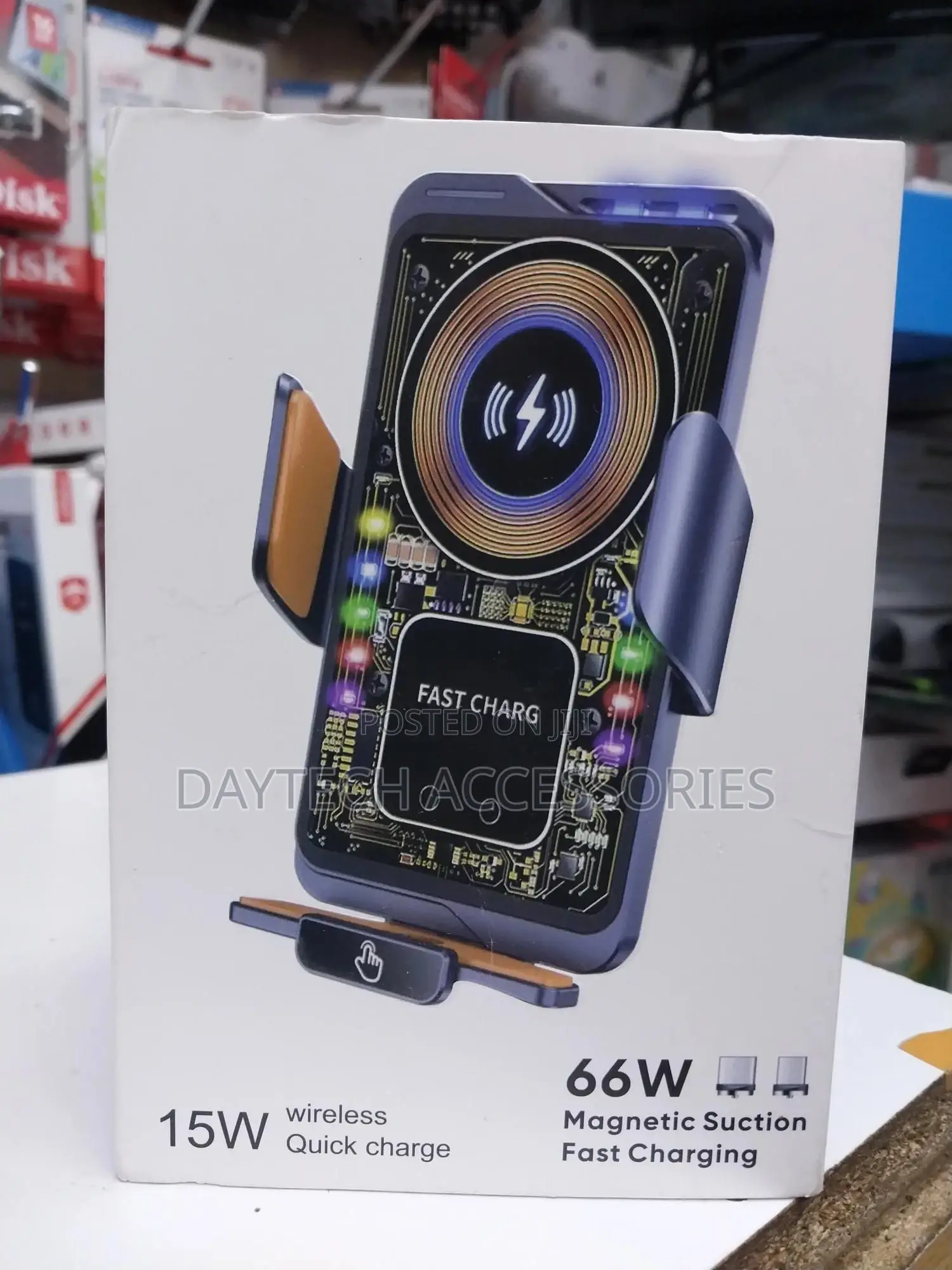 66w Magnetic Car Phone Holder With 15w Wireles Fast Charging