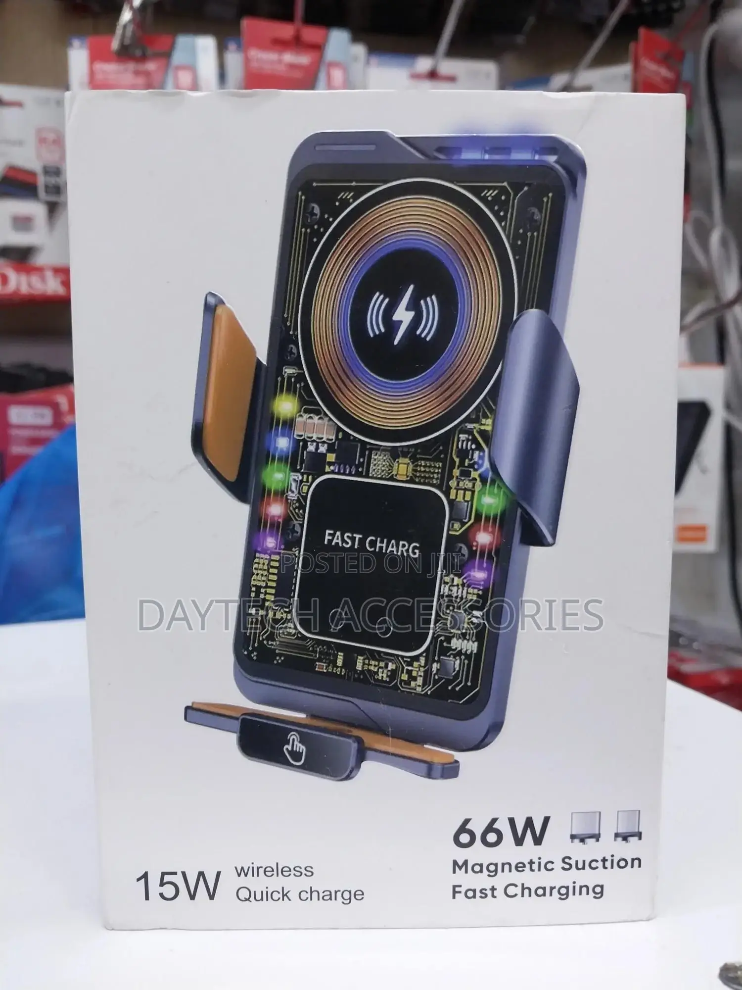 66w Magnetic Car Phone Holder With 15w Wireles Fast Charging