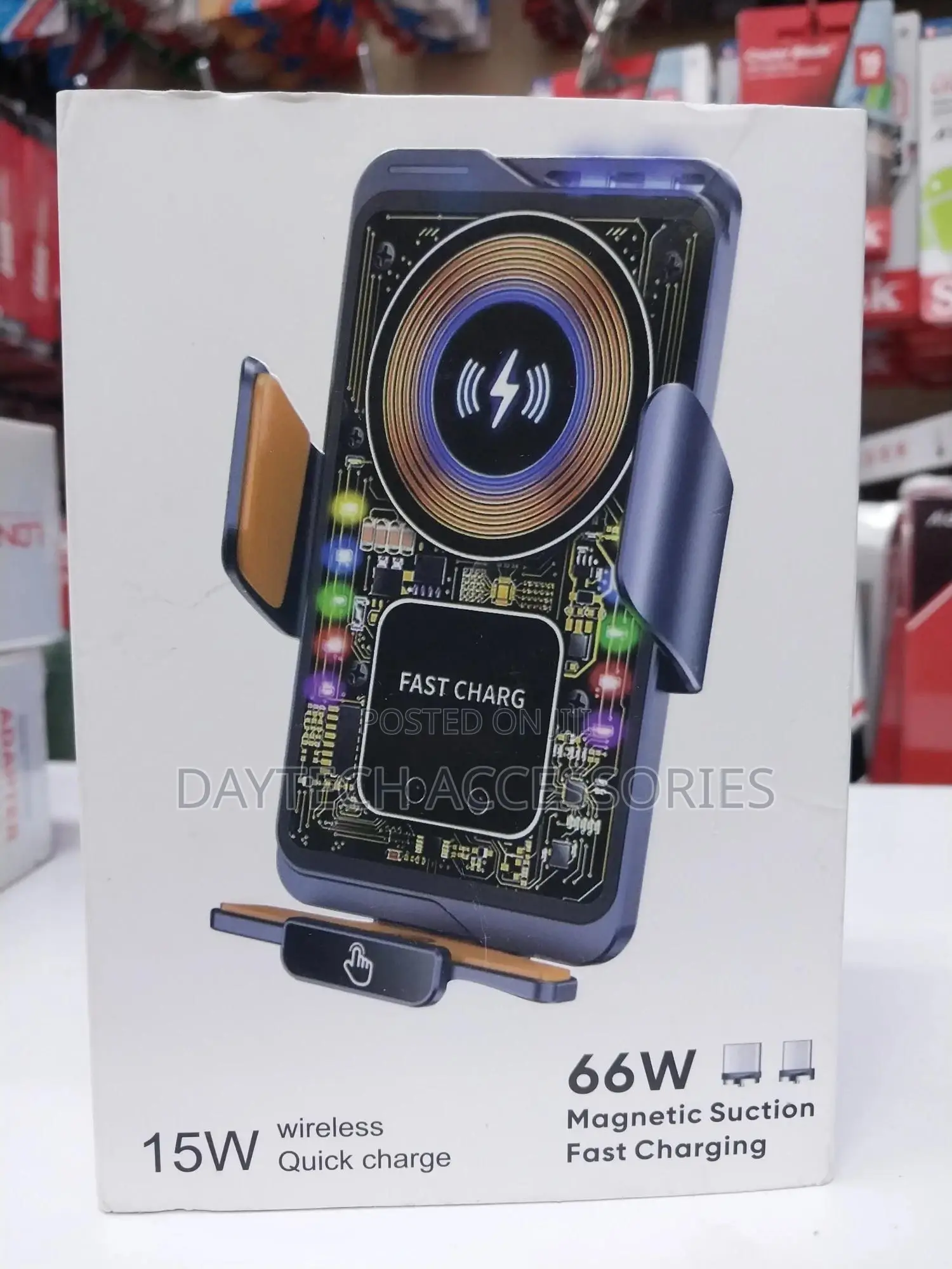 Magnetic Car Phone Holder 15w Wireless Fast Charging Sensing
