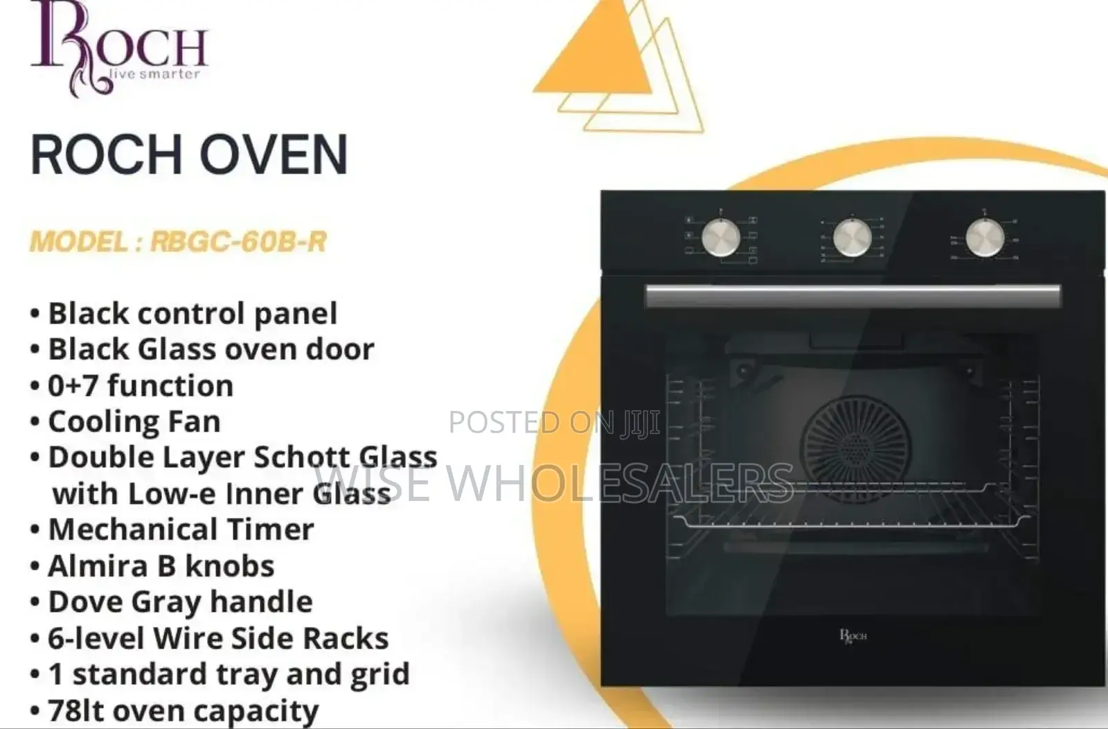 *Roch Built In Oven 78l (Black)