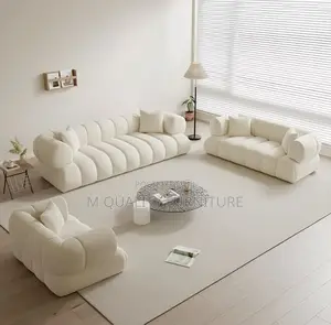 Cream White 7 Seater Sofa Set With Back Permanent