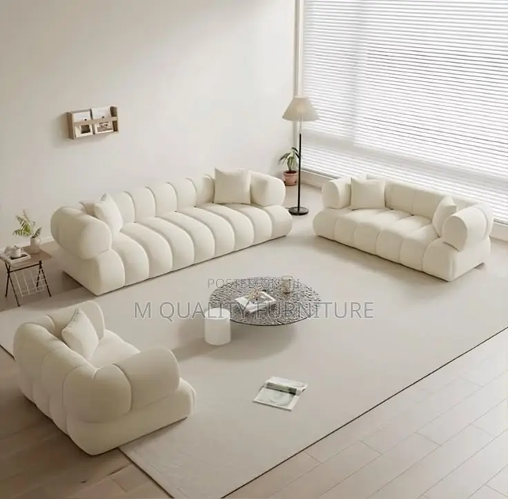 Cream White 7 Seater Sofa Set With Back Permanent
