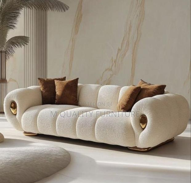White 3 Seater Quality Modern Sofa - main view
