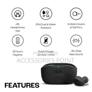 JBL Wave Buds Original, Waterproof, Deep Bass, 32hr Play (White,Beige)
