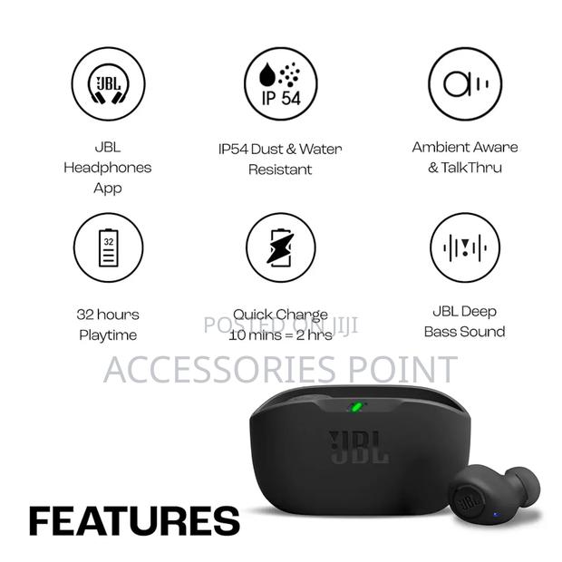 JBL Wave Buds Earbuds, Waterproof, Deep Bass, 32hr Battery - thumbnail 3