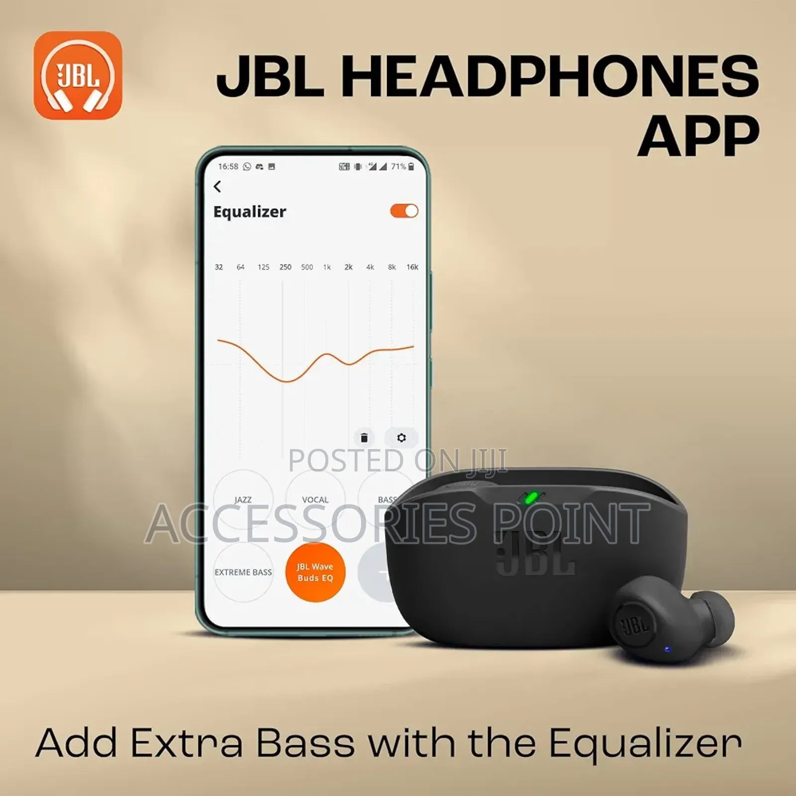 JBL Wave Buds Original, Waterproof, Deep Bass, 32hr Play (White,Beige)