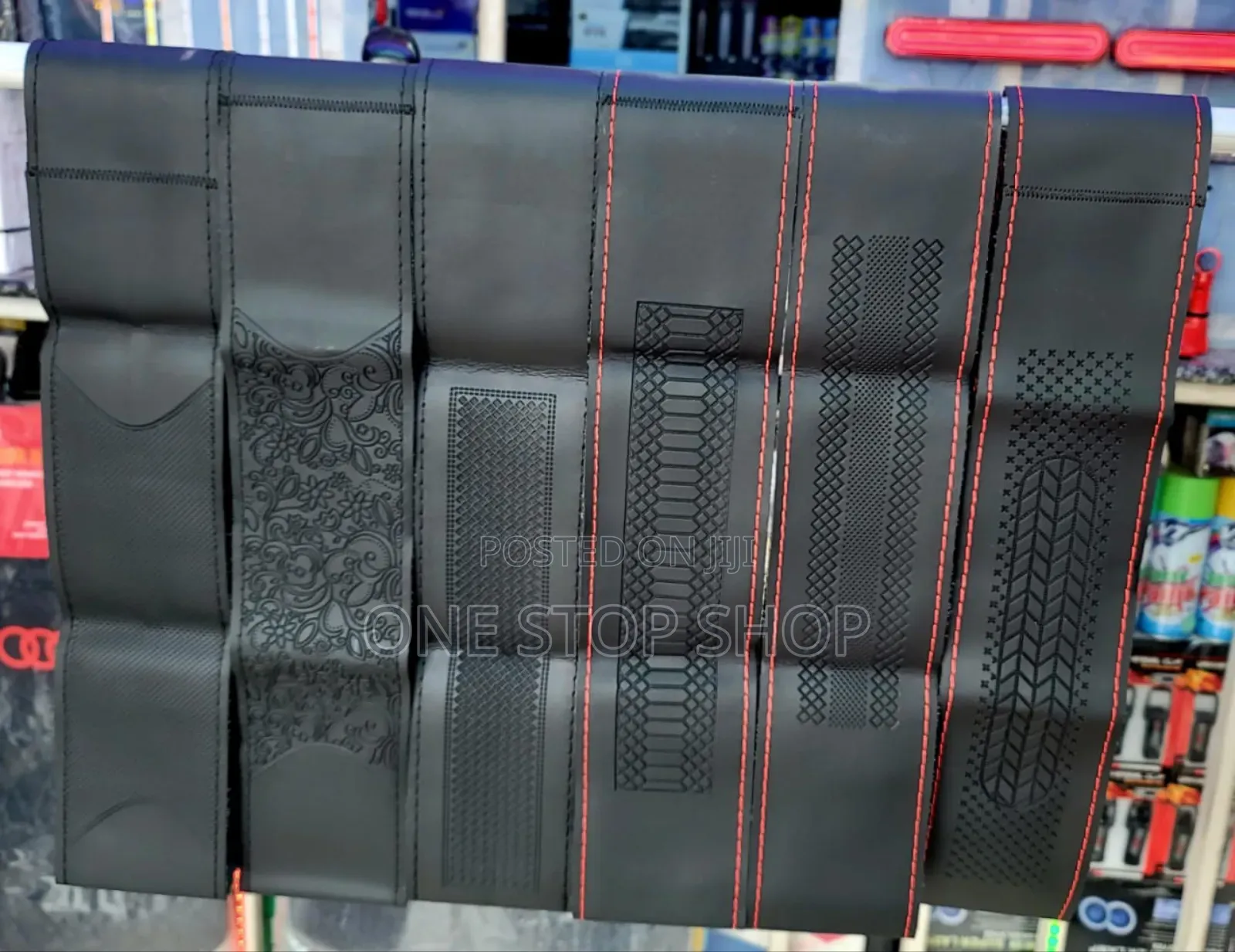 Black Pattern Diy Leather Steering Sewing Cover With Needle