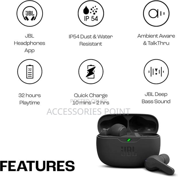 JBL Wave Beam Earbuds, Waterproof,Handsfree Call, 32hrs Play - thumbnail 2