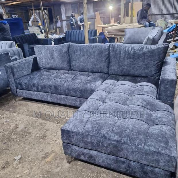 Gray 6 Seater L Shaped Modern Sofa