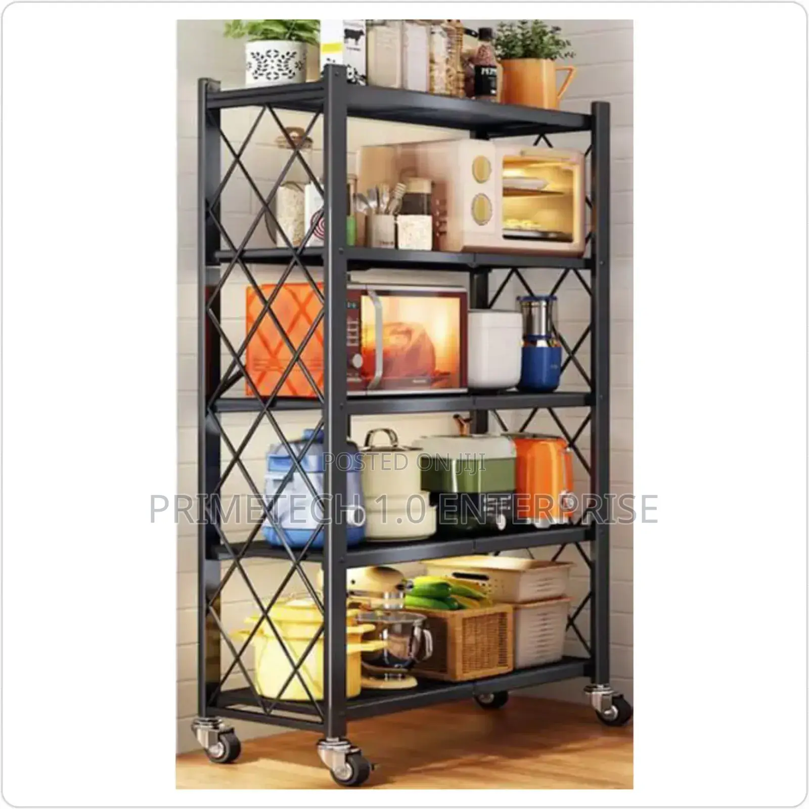 5 Layer Foldable- Movable Kitchen Rack