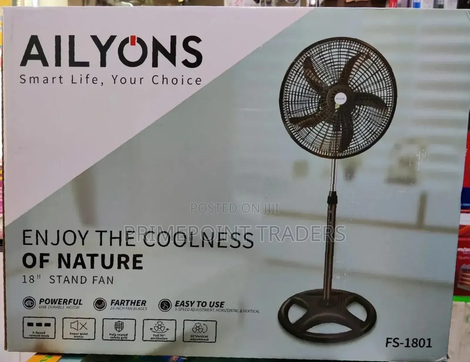 Fs-1801 Ailyons Standing Fan, 18" Blades (3 Speed Setting)