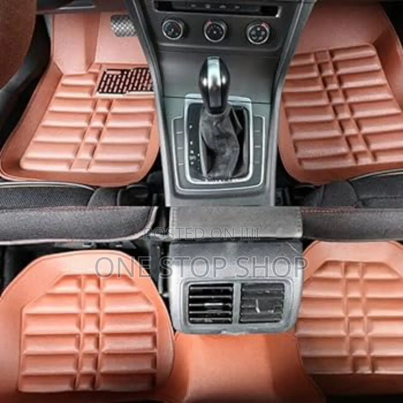 5ad Car Floor Leather Nonskid , Waterproof Brown Mats 3