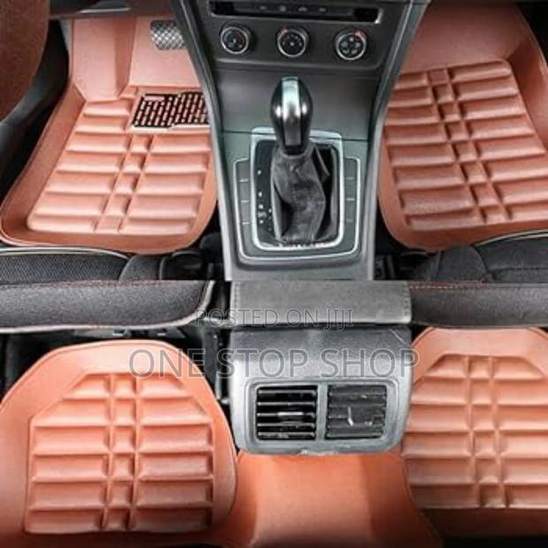 5ad Car Floor Leather Nonskid , Waterproof Brown Mats 3