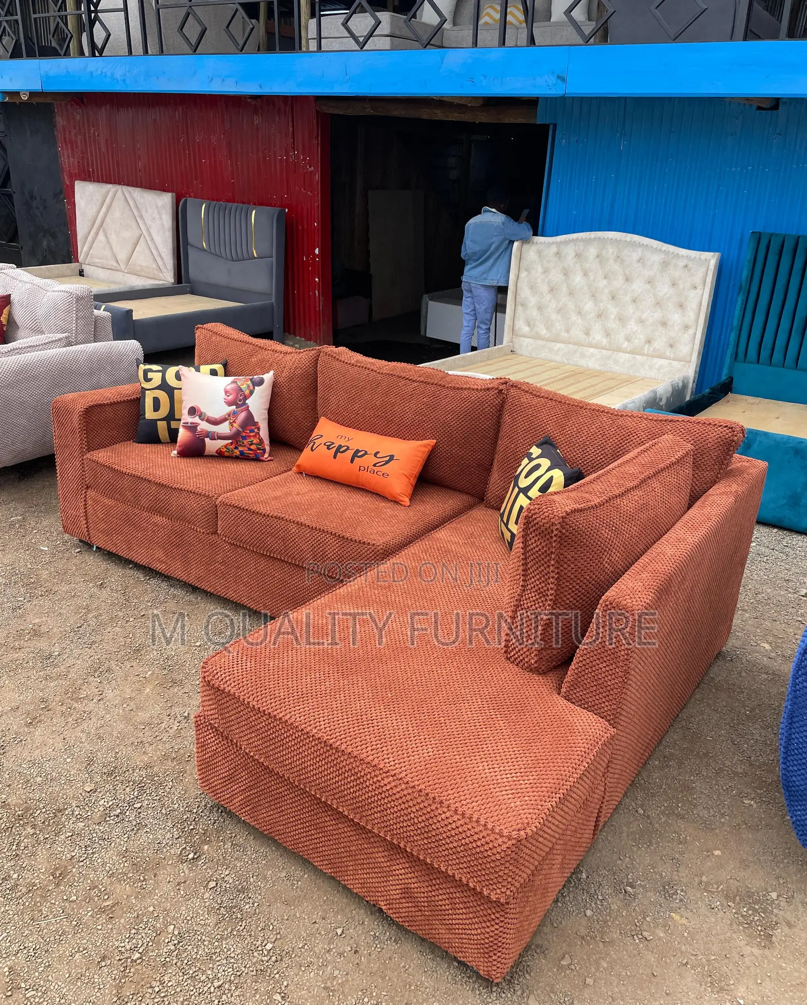 Maroon 6 Seater Modern L Shaped Sofa