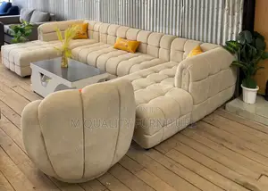 Cream 9 Seater U Shaped Sofa With Back Permanent