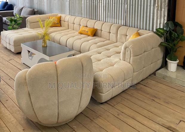 Cream 9 Seater U Shaped Sofa With Back Permanent - main view