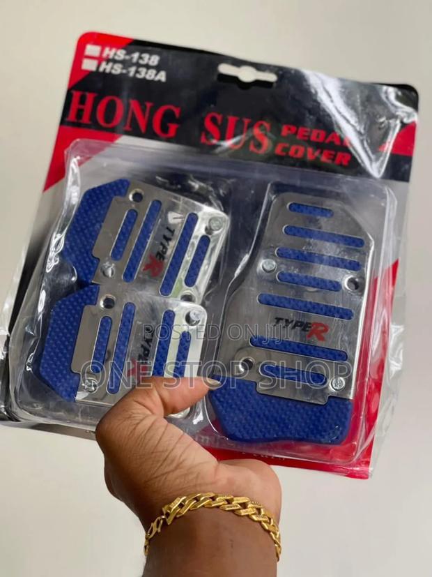 Silver Blue Sport Type R Automatic Pedal Covers 3x - main view