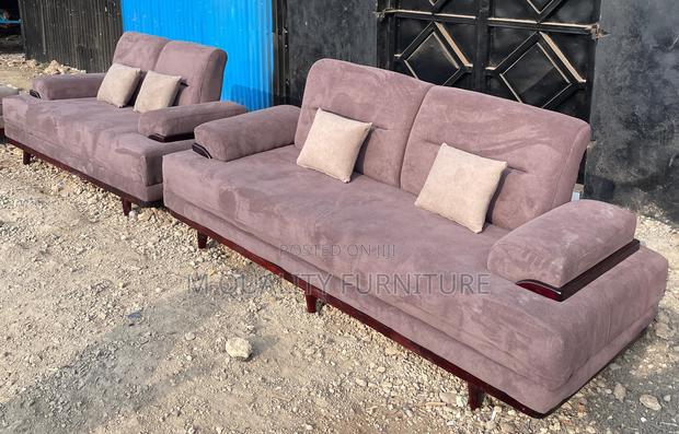 Dark Purple 5 Seater Quality Modern Sofa Set - main view