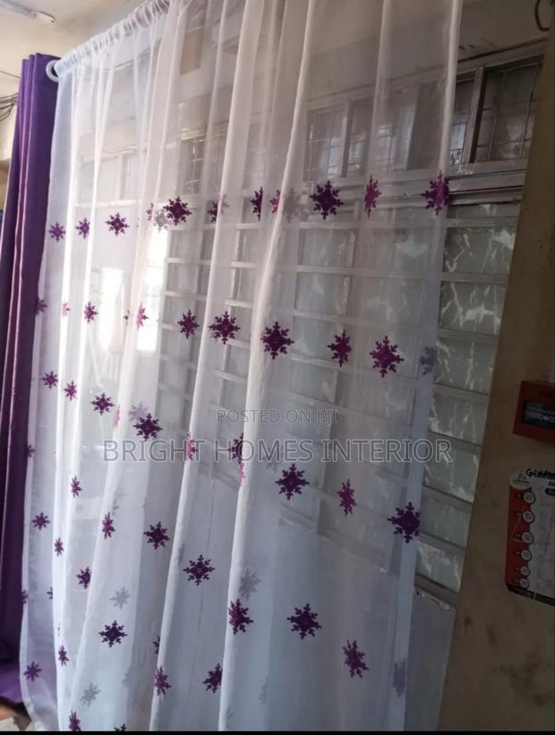 White Sheer With Purple Flowers Sheer