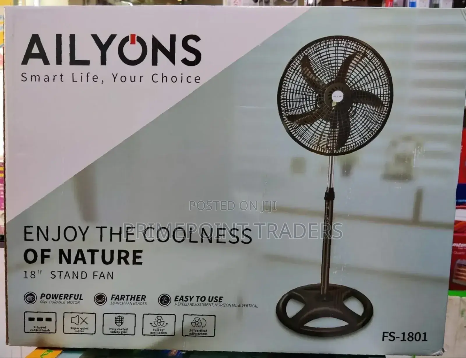 Fs-1801 Ailyons Standing Fan, 18" Blades (3 Speed Setting)