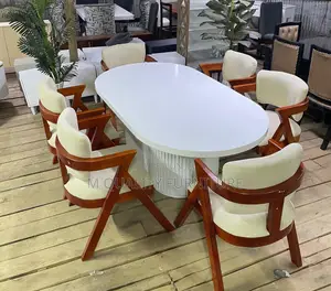 Cream 6 Seater Dining Set With a White Table
