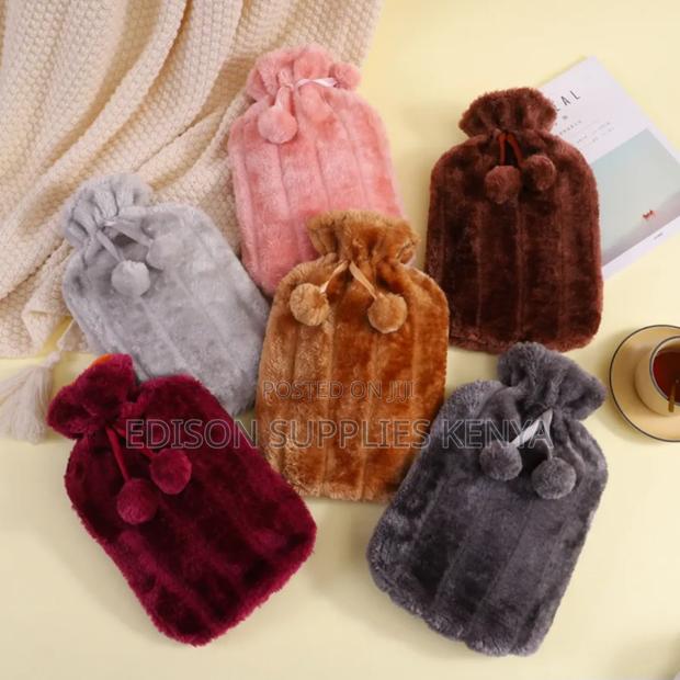 Hot Water Bottle With Fur Cover for Warmth and Pain Relief