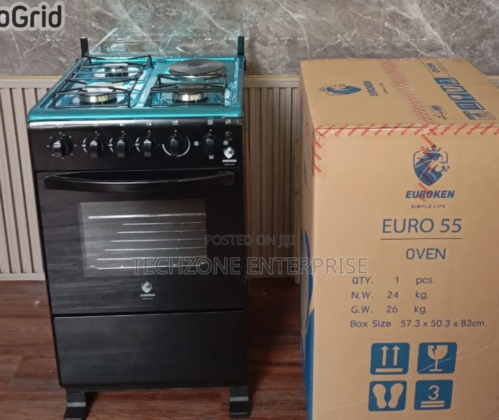 Euroken 3gas + 1e 50 by 55cm Cooker Electric Grill Oven