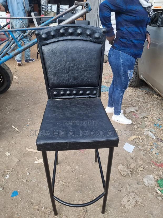 Black High Bar Stools With Studded Pattern. - thumbnail 3