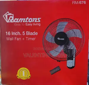 Rm/676 Ramtons 16 Inches Wall Fan 5 Blades, Remote Control