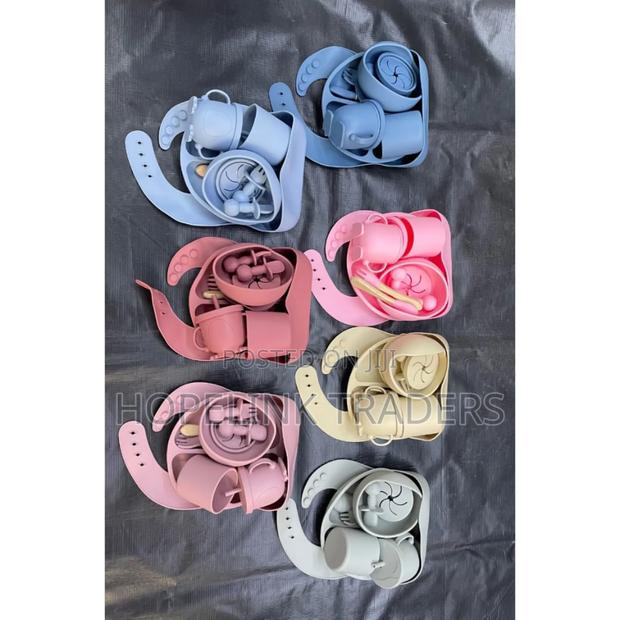 Baby Silicone Feeding Set - Pink,Grey