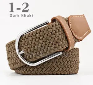 Unisex Knitted Fabric Woven Braided Elastic Stretch Belt