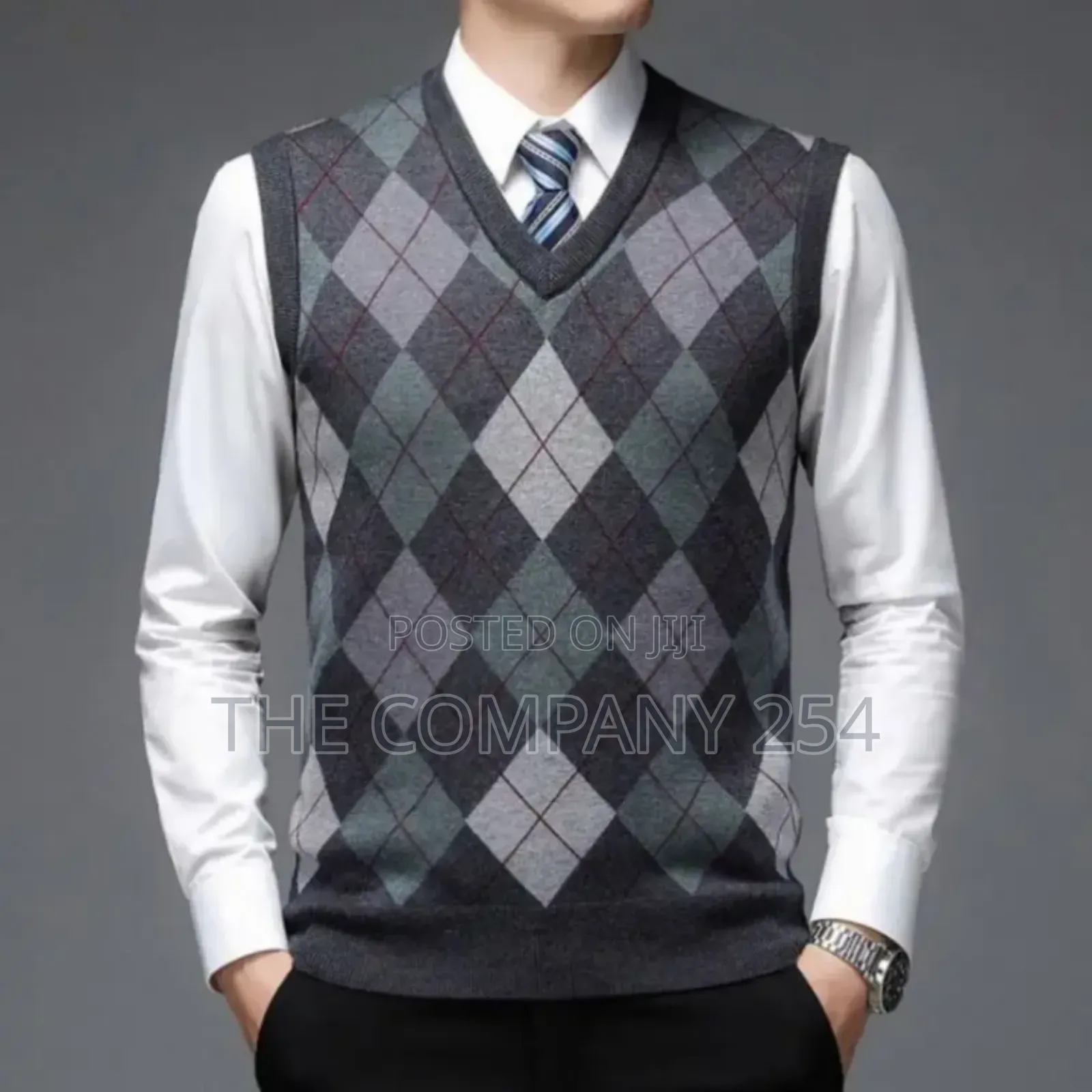 Sweater Vest Men's Pullover Checkered Slim-Fit Casual Wear