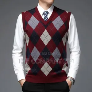 Sweater Vest Men's Pullover Checkered Slim-Fit Casual Wear