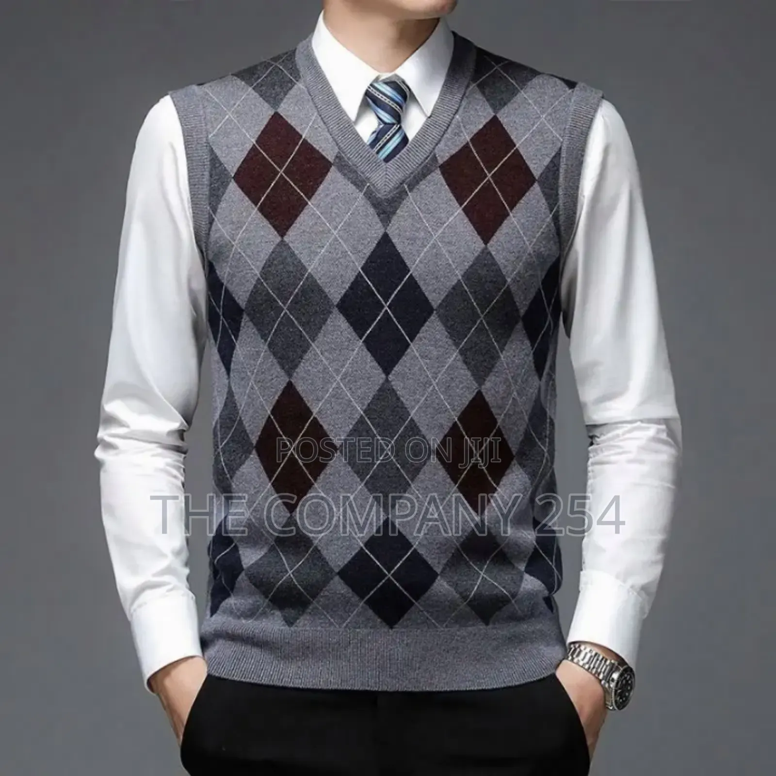 Sweater Vest Men's Pullover Checkered Slim-Fit Casual Wear