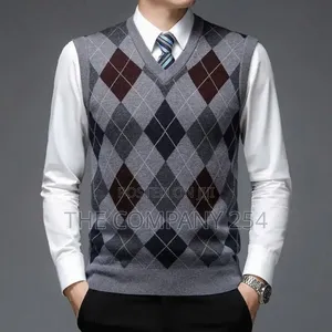 Sweater Vest Men's Pullover Checkered Slim-Fit Casual Wear