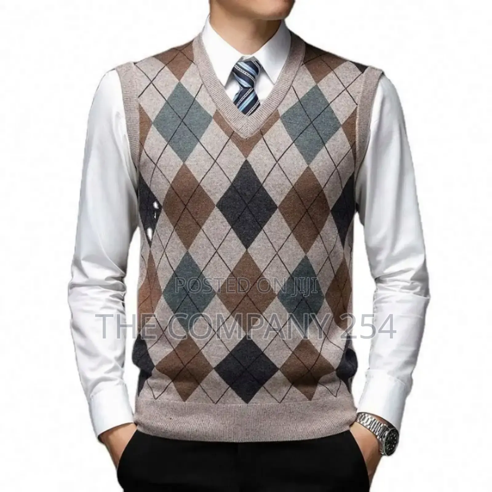 Sweater Vest Men's Pullover Checkered Slim-Fit Casual Wear