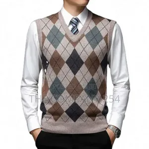 Sweater Vest Men's Pullover Checkered Slim-Fit Casual Wear