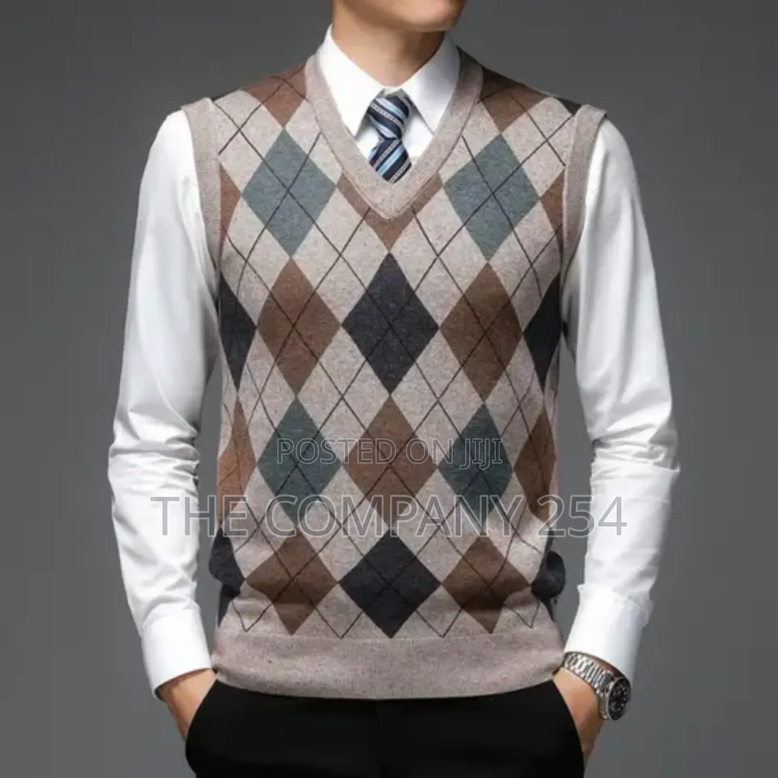 Sweater Vest Men's Pullover Checkered Slim-Fit Casual Wear