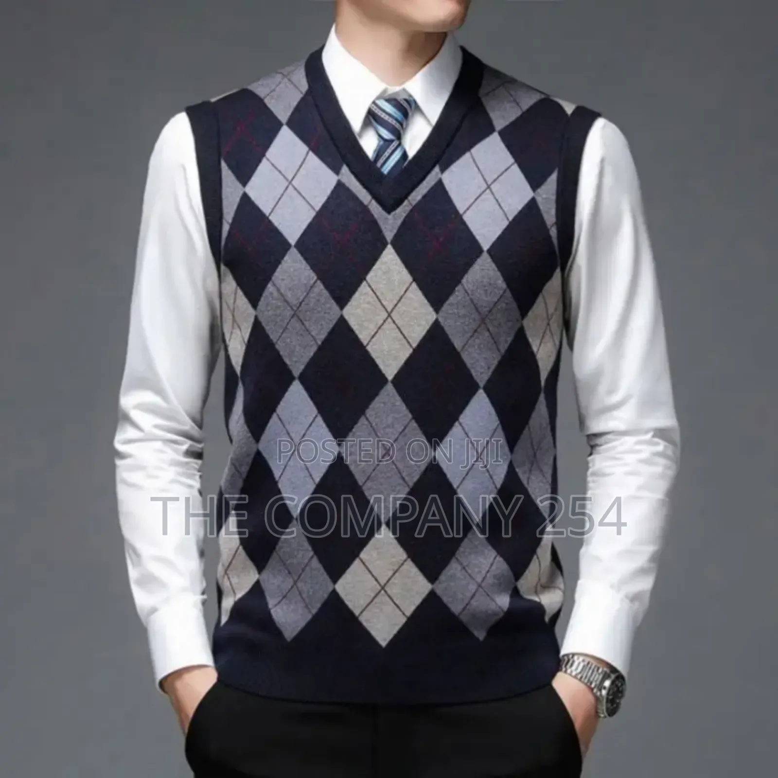 Sweater Vest Men's Pullover Checkered Slim-Fit Casual Wear