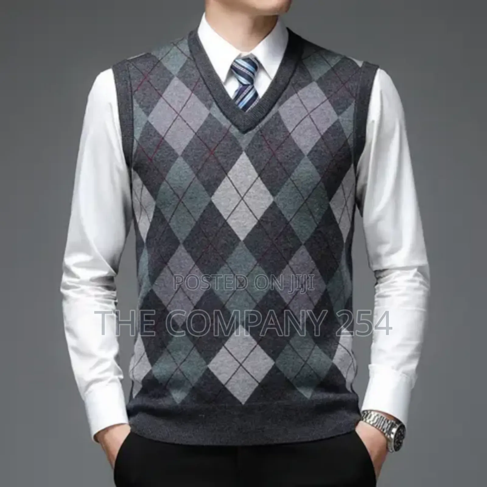 Sweater Vest Men's Pullover Checkered Slim-Fit Casual Wear